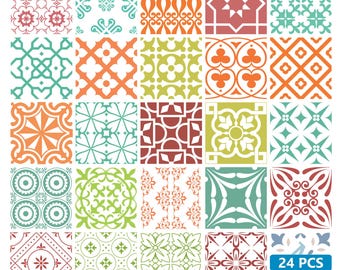 Tile stickers 24 Tiles Decals Tiles Stickers mixed Tiles for walls Kitchen Bathroom fliesenaufkleber AK1