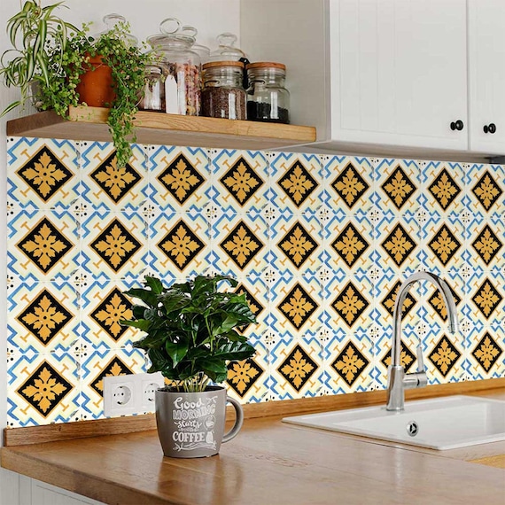 Adesivi per piastrelle in vinile *Stelle verdi* e *Stelle blu*/Paraschizzi per cucina e bagno/Piastrelle per pavimenti staccabili e adesive/Adesivo per alzata scale - Italia