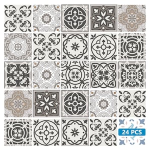 carrelage stickers spanish Set of 24 Tiles Decals Tiles Stickers Tiles for walls Kitchen Bathroom SB24