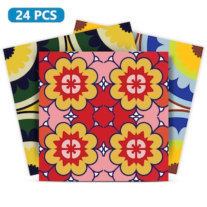 24 Mexican Tiles Decals bathroom stickers mixed Tiles for walls Kitchen decals DIY home decor 4x4/ 6x6/ 5x5 / 8x8 inche C