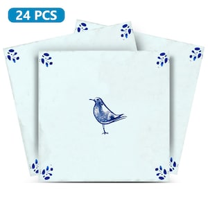 Peel And Stick Blue Delft tile Vintage Tile Stickers Delft tile fireplace surround Kitchen Tile Trends  D61