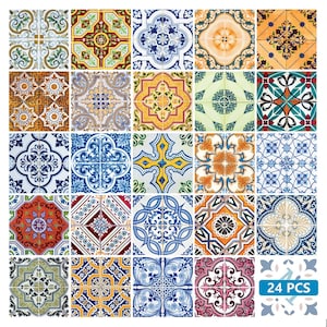 spanish Set of 24 Tiles Decals Tiles Stickers Tiles for walls Kitchen Bathroom Ha3