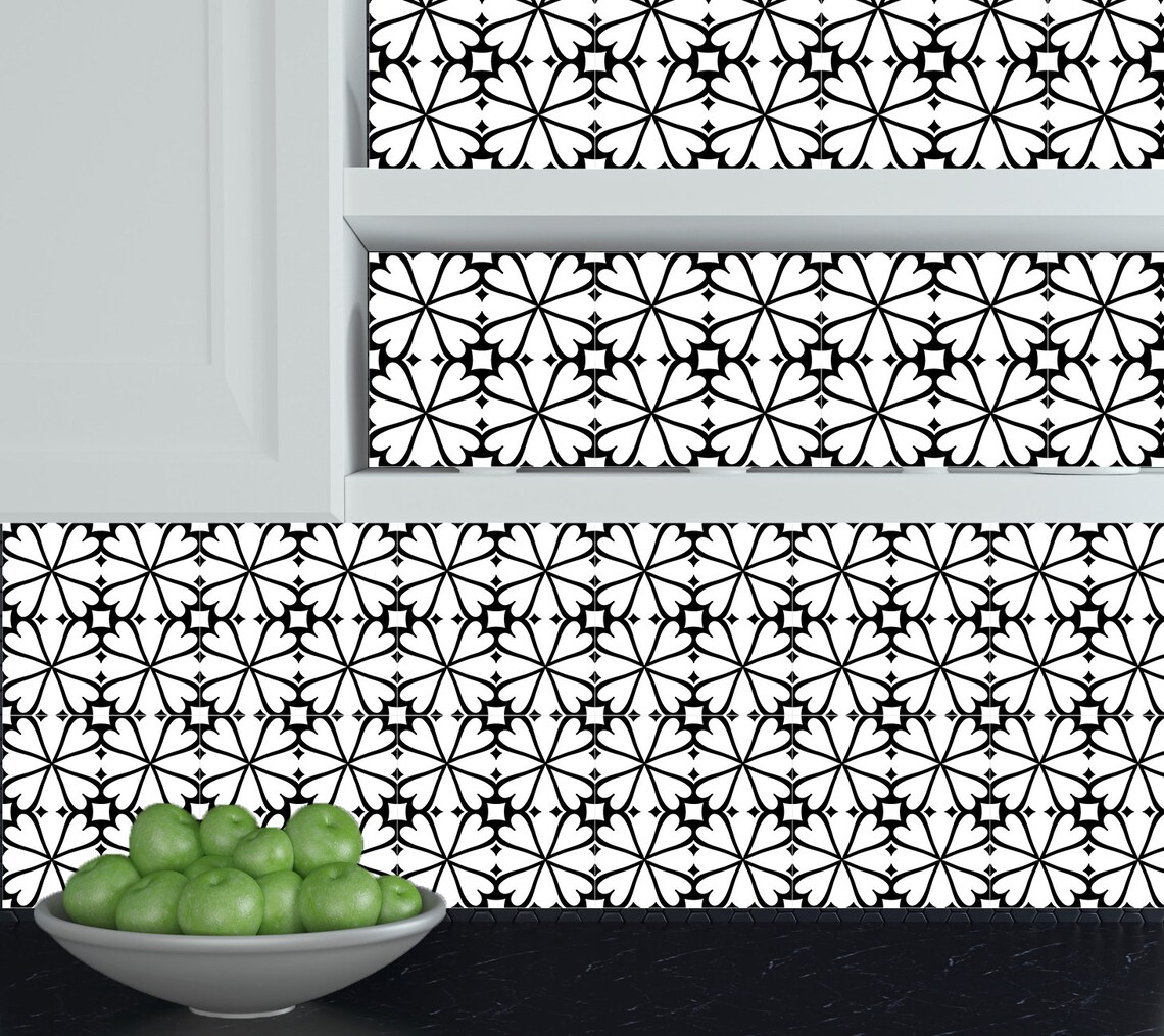 Tiles Decals Set of 24 Black & White Home Design Decoration Etsy
