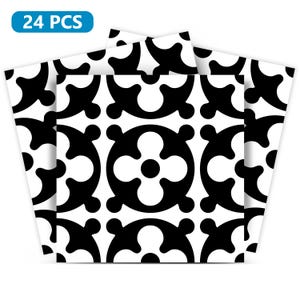 Kitchen Tile Sticker Set of 24 decals BLACK Tiles for Bathroom home decor authentic Spanish ancient tile BWK3