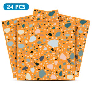 Terrazzo peel and stick backsplash tile stickers 24 Tiles Decals Tiles Stickers terrazzo design Tiles for walls Kitchen Bathroom Terrazzo T3