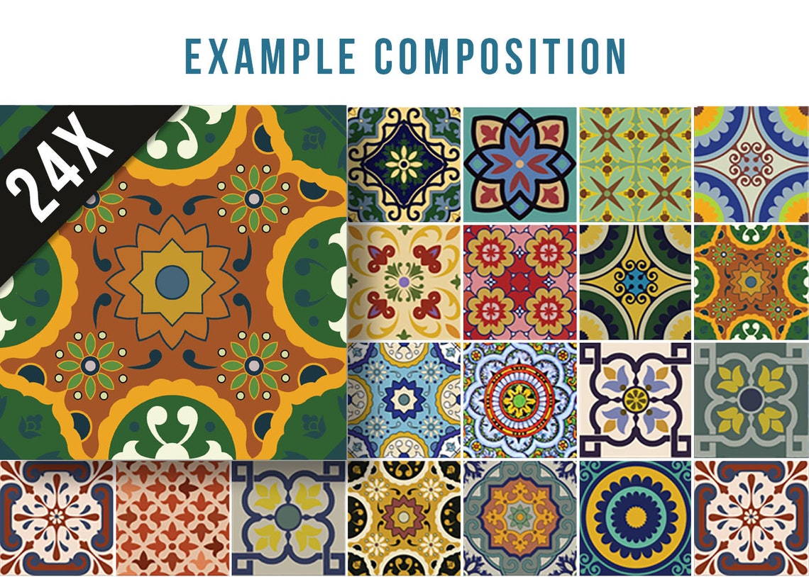 Tile Stickers 24 Tiles Decals Tiles Stickers Mixed Tiles for Etsy