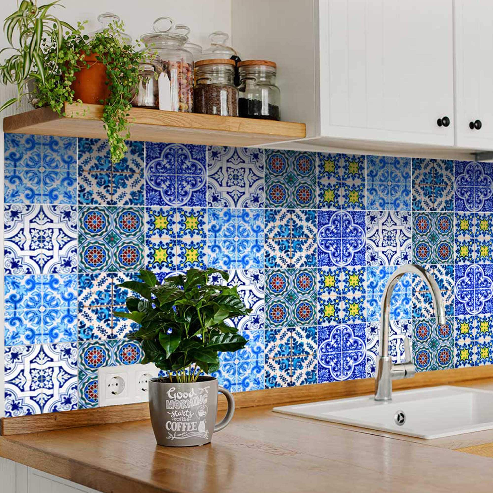 Sticker Tile Designs Tile Stickers 24 Tiles Decals Tiles Stickers Mixed Tiles for Walls ...