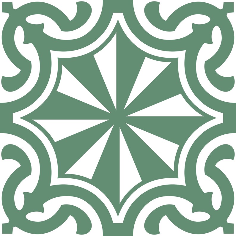 Green Vintage Tile Stickers Wall Mural Bath Tile Etsy