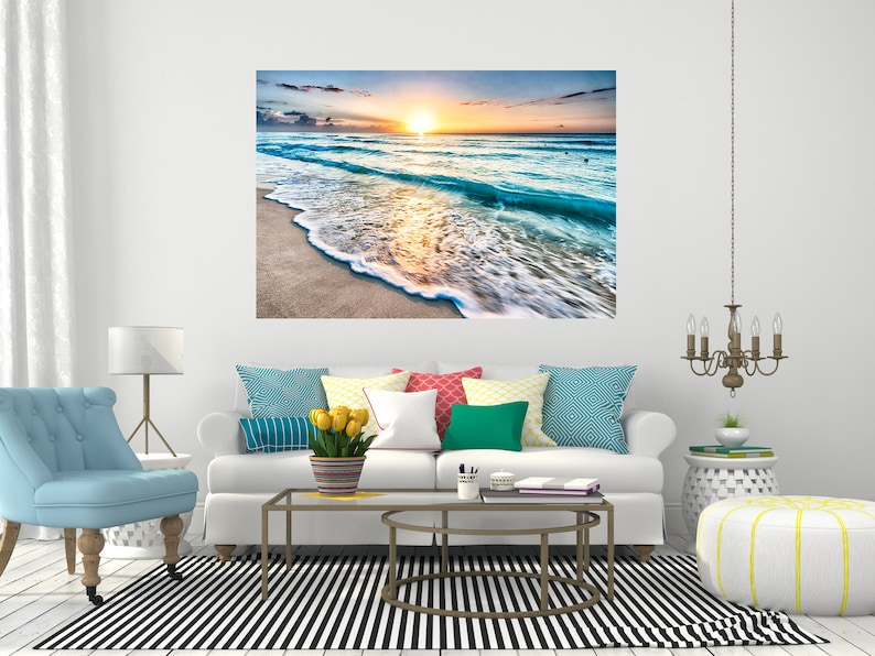 Sunset beach sea wall Decal ocean murals Wall Decor Vinyl image 3