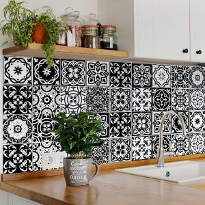Kitchen Decals peel and stick backsplas stickers 24 Tiles Decals Tiles Stickers mixed Tiles walls Stairs Bathroom Fireplace Laundery SB39