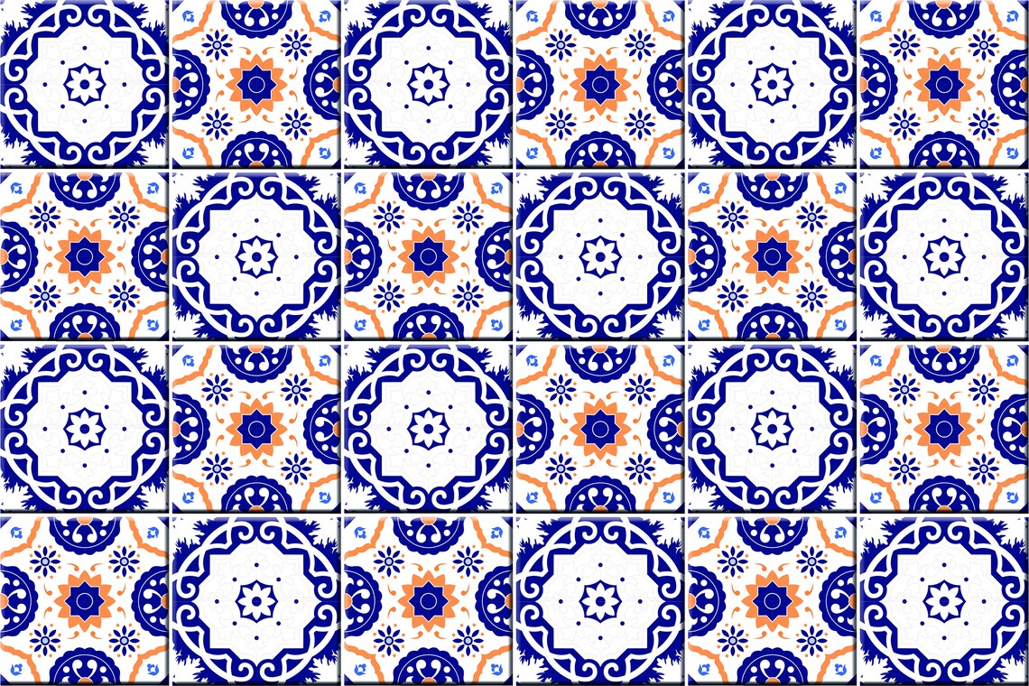 New Greece Blue Tile Design Carrelage Stickers Tile Decal Etsy