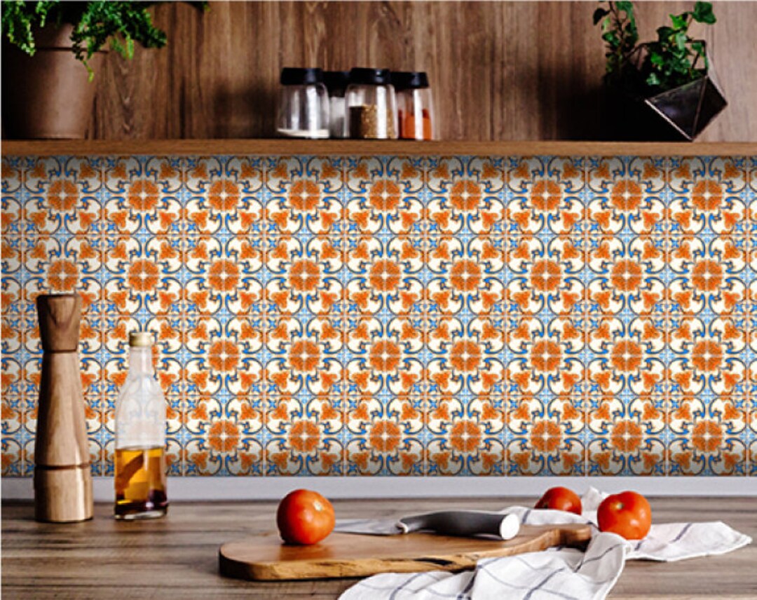 Set of 24 Vintage Traditional Mexican Tiles Decals Bathroom Stickers