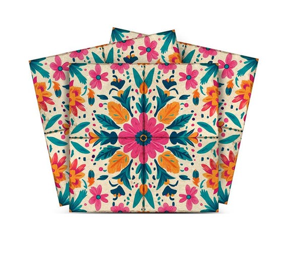 Self-adhesive tiles Peel and stick stair treads pink orange turquoise Flower Peel and stick tile Kitchen Trends Vintage Decor L81