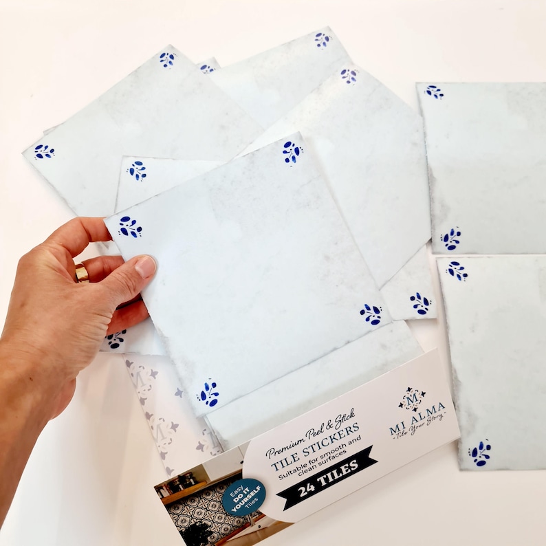 Delft Tile Vintage Blue Corner Pattern Peel and Stick Tile Stickers ...