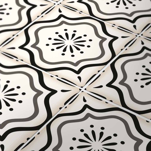Carrelage Stickers Black & White Tile Decal 24/48 Pcs Tile Etsy