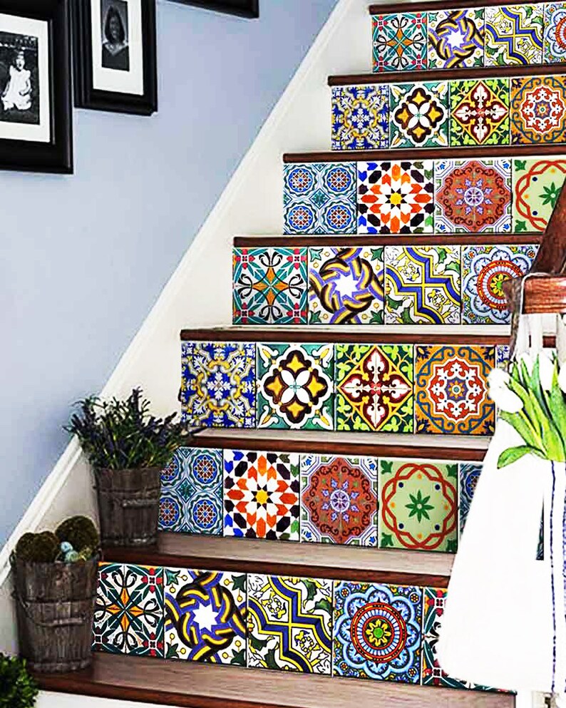 12x2 24 pack vintage traditional mexican Tiles Decals Etsy