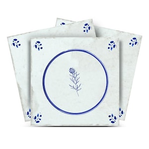 Blue Flower Delft tile Vintage blue Self-adhesive tiles Peel and stick stair treads Peel and stick tile Kitchen Trends Vintage Decor D54