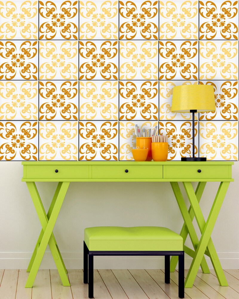 Gold Sticker Set Tile Tile Stickers Decorative Tiles Vinyl Etsy