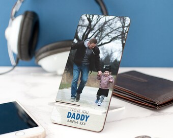 Personalised Phone Stand for Dad, Custom Photo Phone Rest