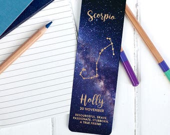 Zodiac Bookmark,  Star Sign Constellation Bookmark, Gift for Zodiac Lovers