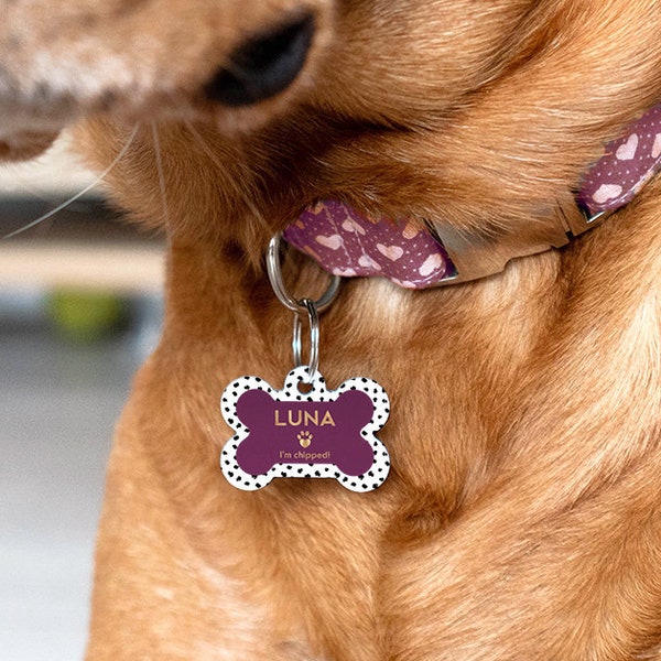 Pet ID Dog Bone Tag, Personalised Dog Tag For Collar