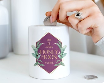 Honeymoon Money Box, Personalised Honeymoon Funds Moneybox, Couples Savings, Gift for Couples