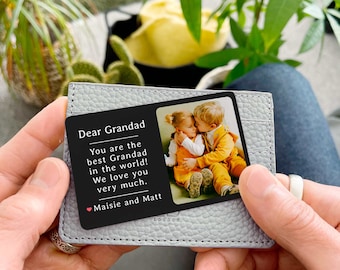 Personalised Photo Metal Wallet Card For Grandad, Gift for Grandpa, Father's Day