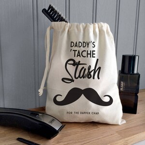 Moustache Accessories Storage Bag, Tache Stash Bag for Dad, Personalised Moustache Storage Bag , Dad's Moustache Bag