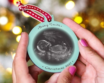 Custom Baby Scan Bauble, Personalised Christmas Ultrasound Decoration, Christmas Tree Ornament