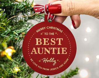 Personalised Best Auntie Christmas Bauble - Christmas Bauble For Auntie - Christmas Gift for Aunt - Stocking Filler