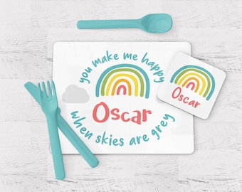 Personalised Rainbow Placemat Set For Children, Gift for Kids