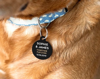 Wedding Pet Name Tag,  Personalised Dog Tag For Collar, Wedding Tag for Pet