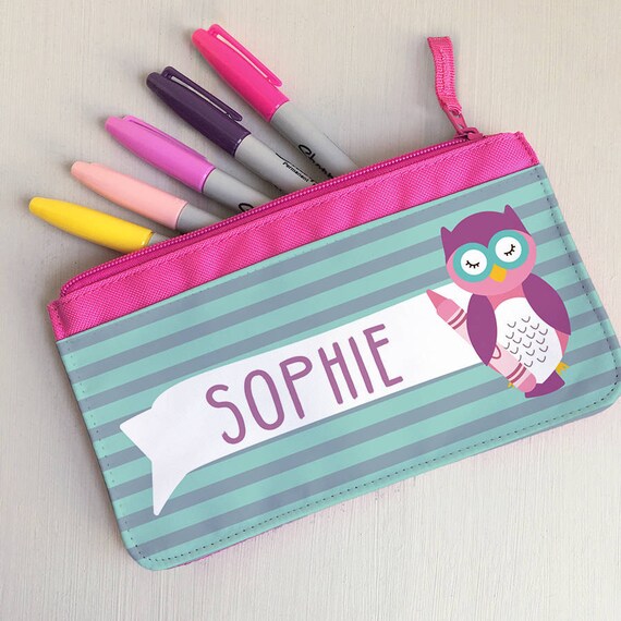 Estuche de lápiz de búho rosa personalizado Bolsa de Etsy España