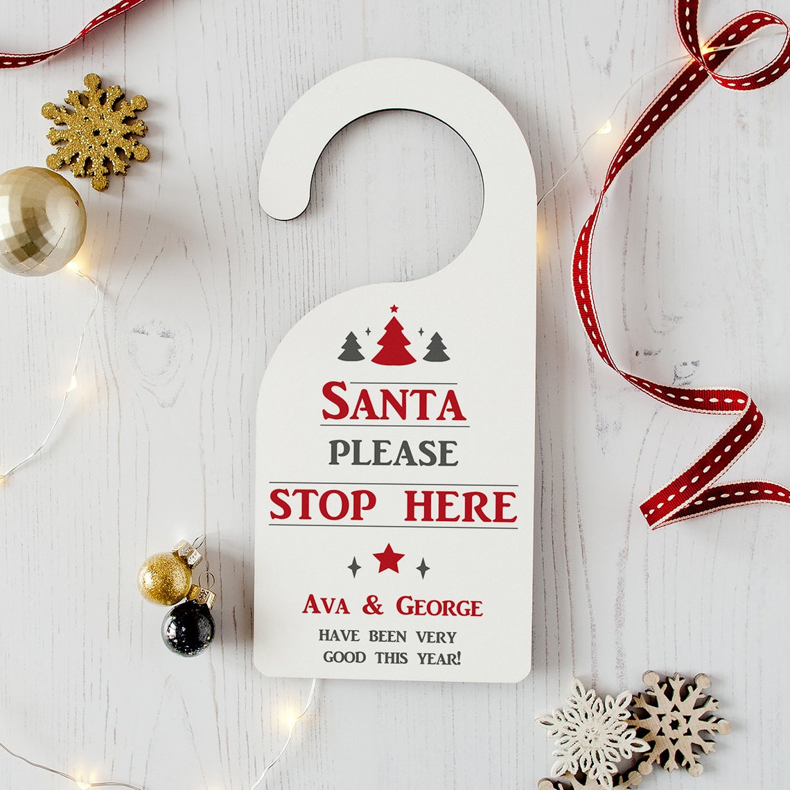 Santa Stop Here Door Sign Personalised Children's - Etsy