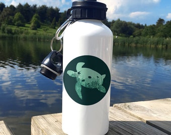 Personalised 'Ocean Defender' Water Bottle, Sea Turtle, Dolphin, Bear, Metal Water Bottle for Eco Lovers, Back to School Kids Bottle