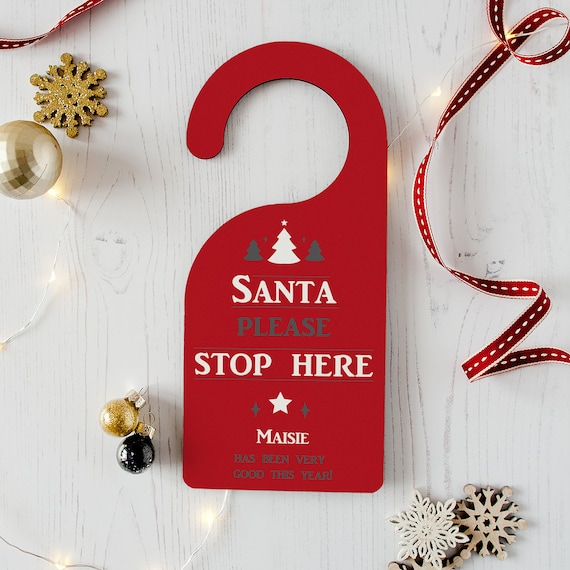 Santa Stop Here Door Sign Personalised Children's | Etsy