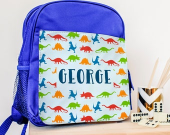 Personalised Dinosaur Pattern Backpack, Back To School Supplies, School Gift for Kids