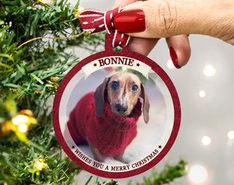 Custom Pet Photo Bauble - Personalised Pet Lover Christmas Gift - Christmas Tree Decoration for Pet Owner