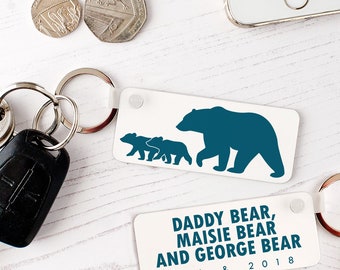 Daddy Bear Keyring, Personalised Gift for Daddy, Gift for Dad, Father's Day