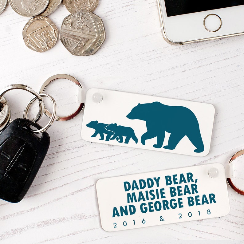 Daddy Bear Keyring, Personalised Gift for Daddy, Gift for Dad image 1