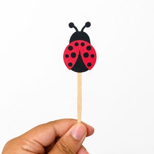 Handmade Ladybug Cupcake Toppers – Picnic Garden Birthday Party Picks