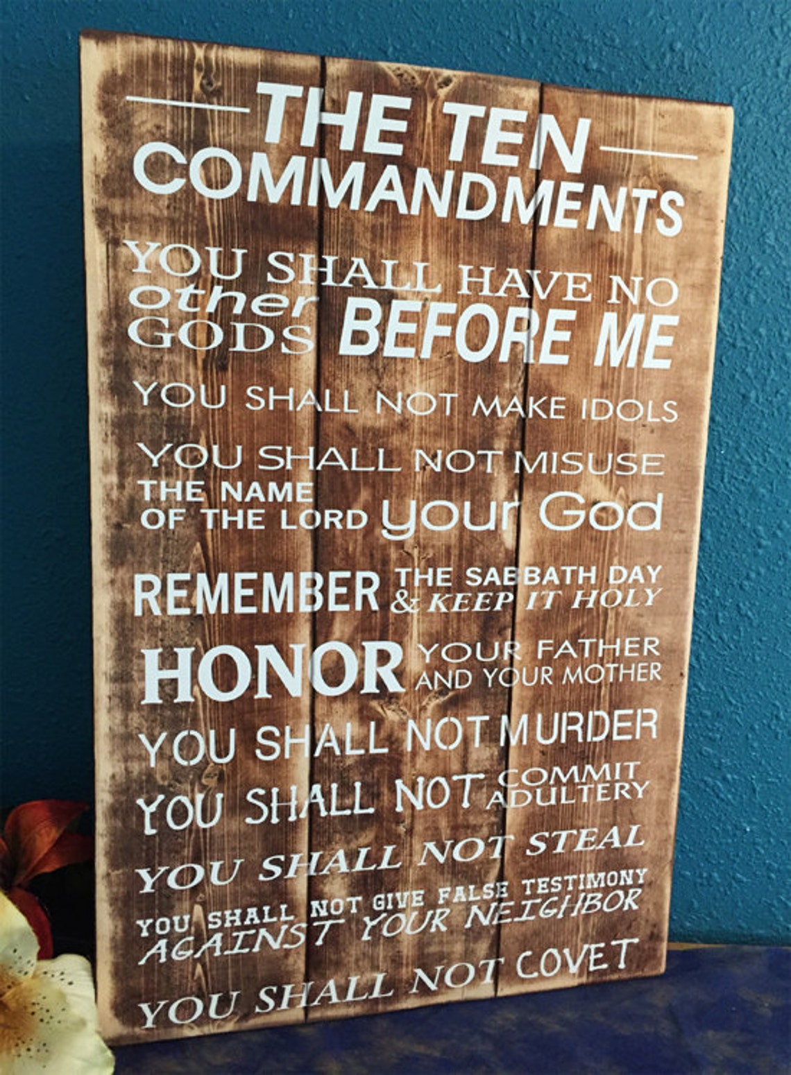 Ten Commandments Plaque Scripture wood sign Church wall Etsy