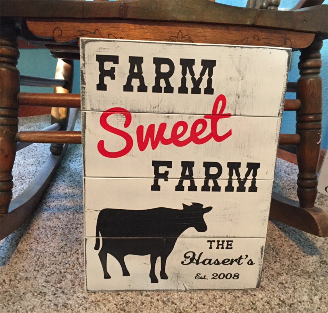 Farm Sweet Farm Wood Sign Personalized Farm Sign Custom Etsy