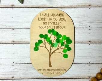 Personalized Father’s Day Fingerprint magnet, dad grandpa uncle gifts, always look up to you, tree fingerprint crafts, dad toolbox magnet