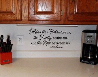 Bless the food before us wall decal • Kitchen Wall Decal • Kitchen Wall Decor • Bless the food before us vinyl wall decal • Family Beside Us
