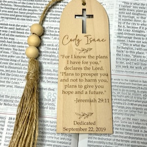Bible bookmarks, Baptism gift, first communion, confirmation gift, inspirational bookmark, faith bookmark, Bible verse, Jeremiah 29:11 cross
