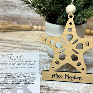 Personalized teacher Gifts, Starfish story ornament, Teacher appreciation gift, daycare provider gift, thank you teacher difference maker