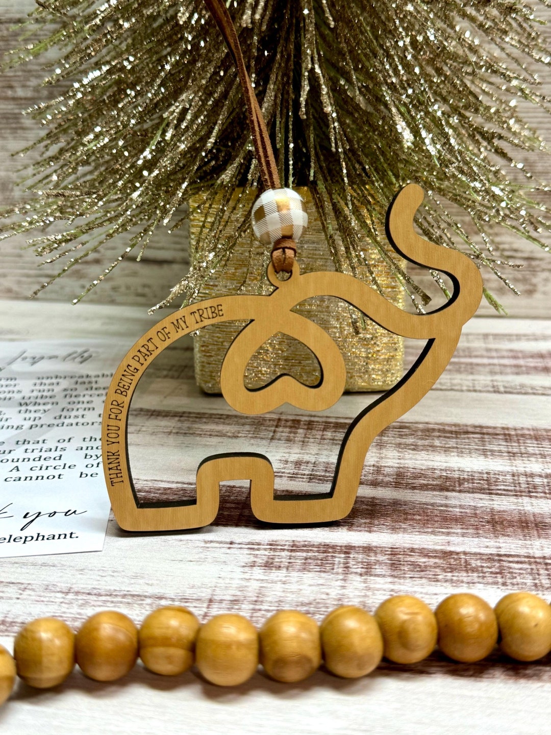 Elephant Sisterhood Ornaments - Wooden Christmas Tree Decorations With Story Card For Women Friendship