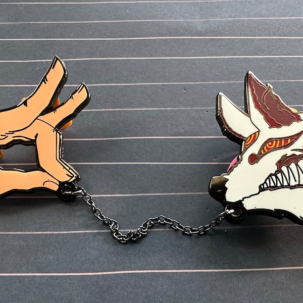 Fox Devil Aki Kon Chainsaw Man Connected Enamel Pin