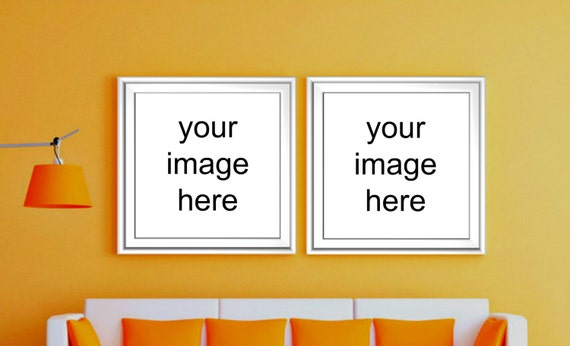 Download Square Frame On Yellow Wall Mockup Set Of 2 Free Mockups In Psd PSD Mockup Templates
